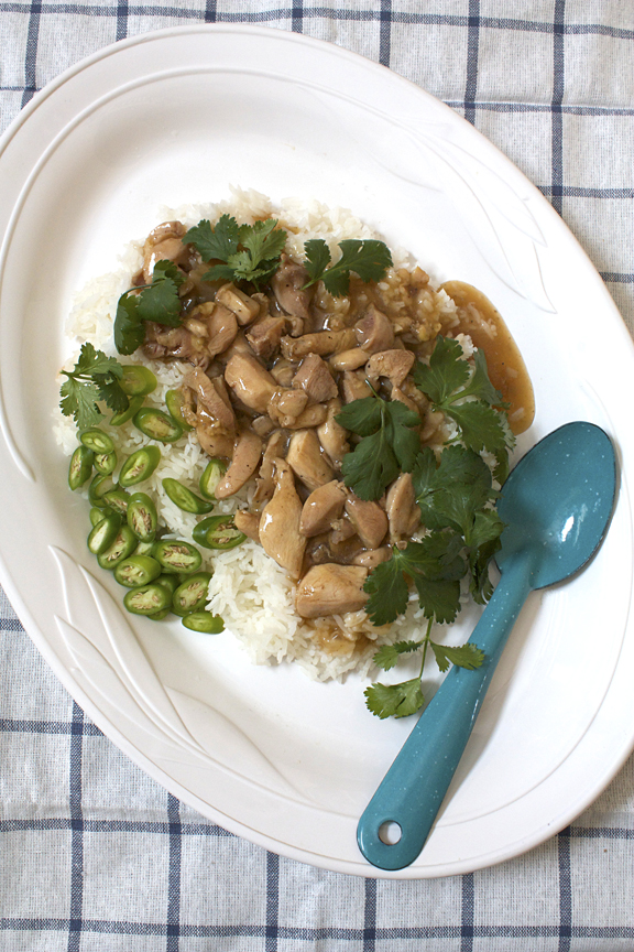 Khao Na Kai - Chicken in Brown Sauce over Rice from the Book Simple Thai Food: Classic Recipes from the Thai Home Kitchen